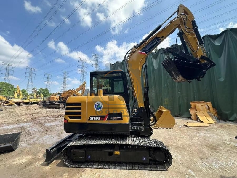 Compact Mini Sany SY60C Used Excavator With Hydraulic Thumb Clamp Quick Connection
